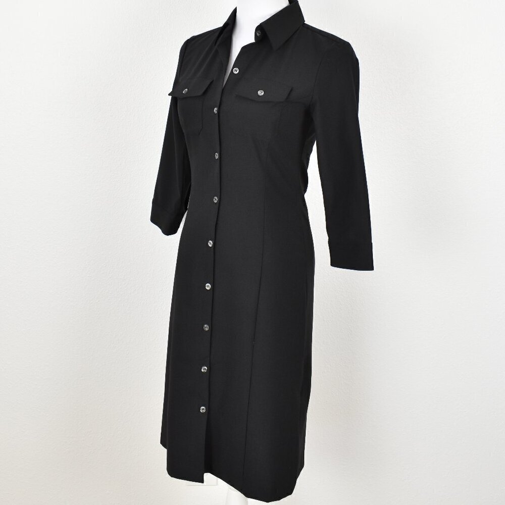 Club Monaco Wool Button Front Sheath Shirt Dress - 0 - Picture 3 of 8